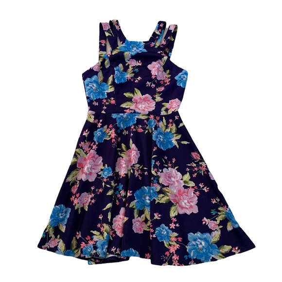 B Darlin Floral Double Strap Fit & Flare Dress Size 7/8 - Picture 9 of 17